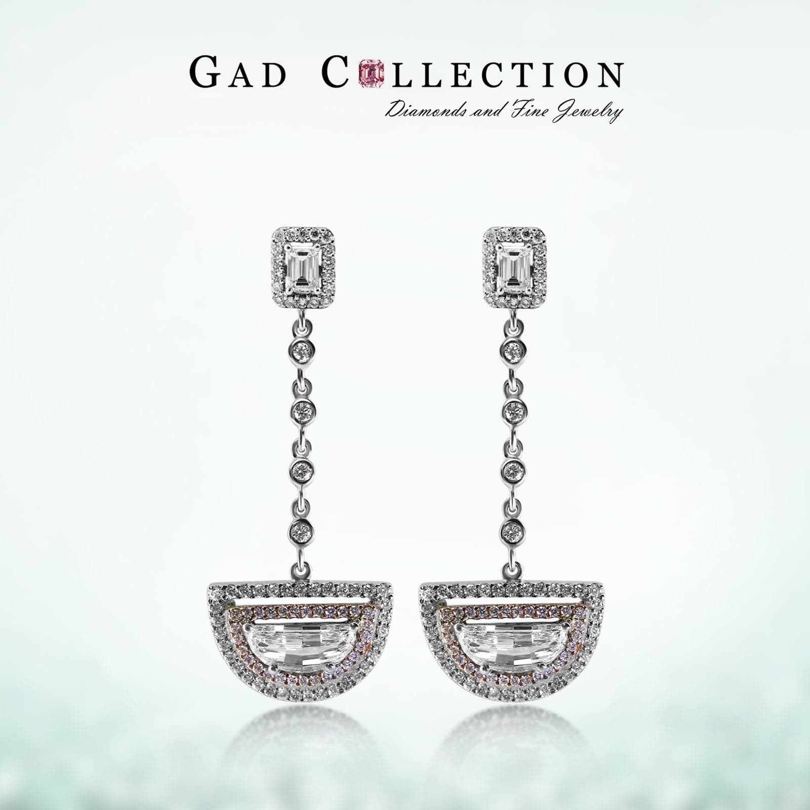 Earrings s/w HM diamond and cushion +Rd diamond