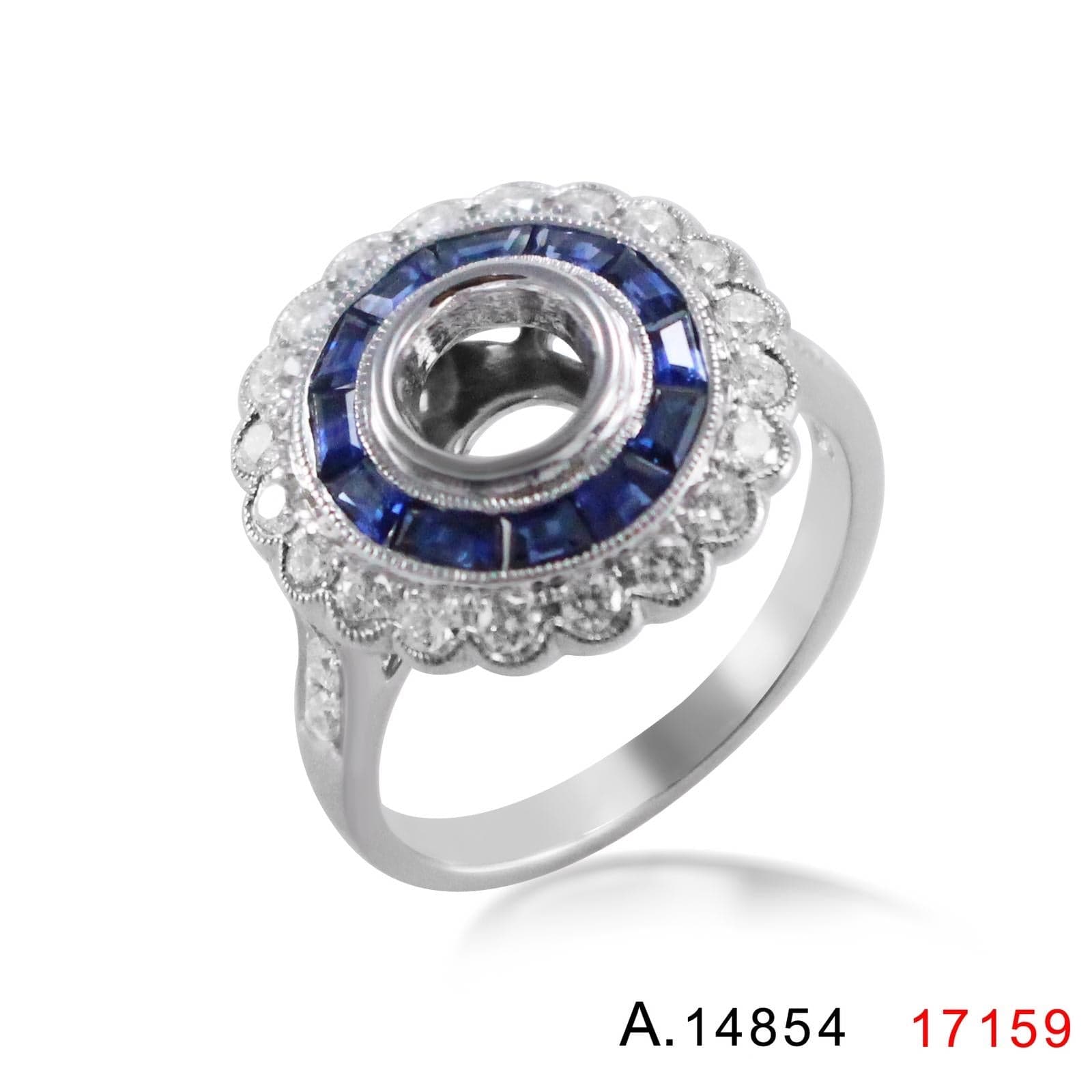 18k wg ring s/w sapp and diamond