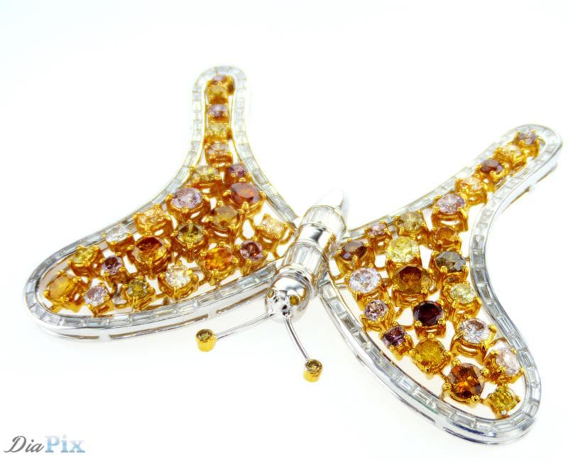 Brooch, Platinum 950 & 18K Yellow Gold, with Natural Fancy Color Diamond