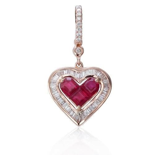 pendant 18k pink gold s/w Ruby and diamond