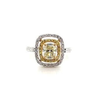 Ring PT950&18ky gold s/w fancy yellow