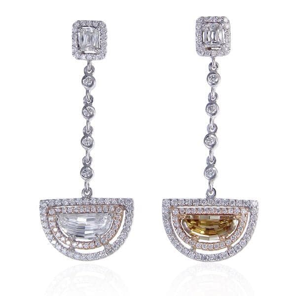 Earrings 18kw&pink gold s/w wh diamond &Natural Fancy