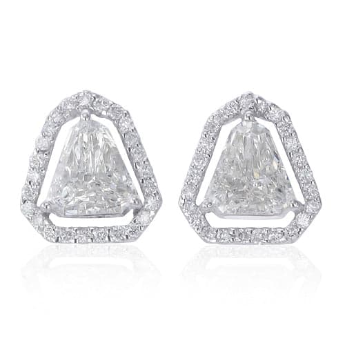 Earring 18kw gold s/w Natural Bulet cut diamond