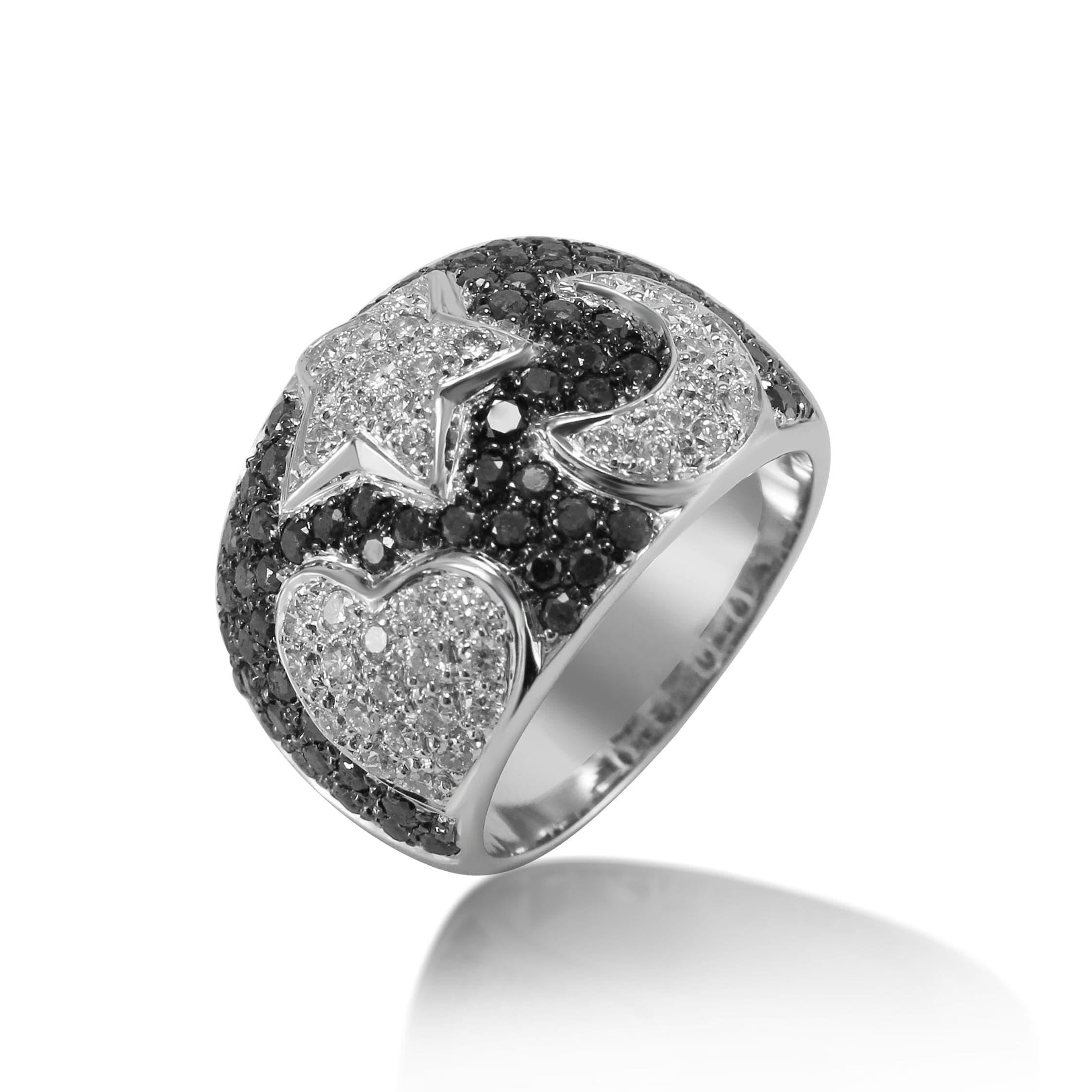 RING 18KW GOLD s/w White &Black diamond