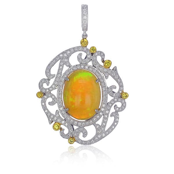 Pendant18Kw Gold s/w Sapphire & diawhite diamond
