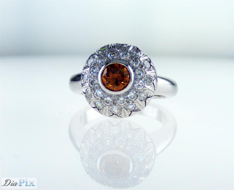 Ring 18KWGOLD s/w Fancy Deep Yellow diamond &white diamond
