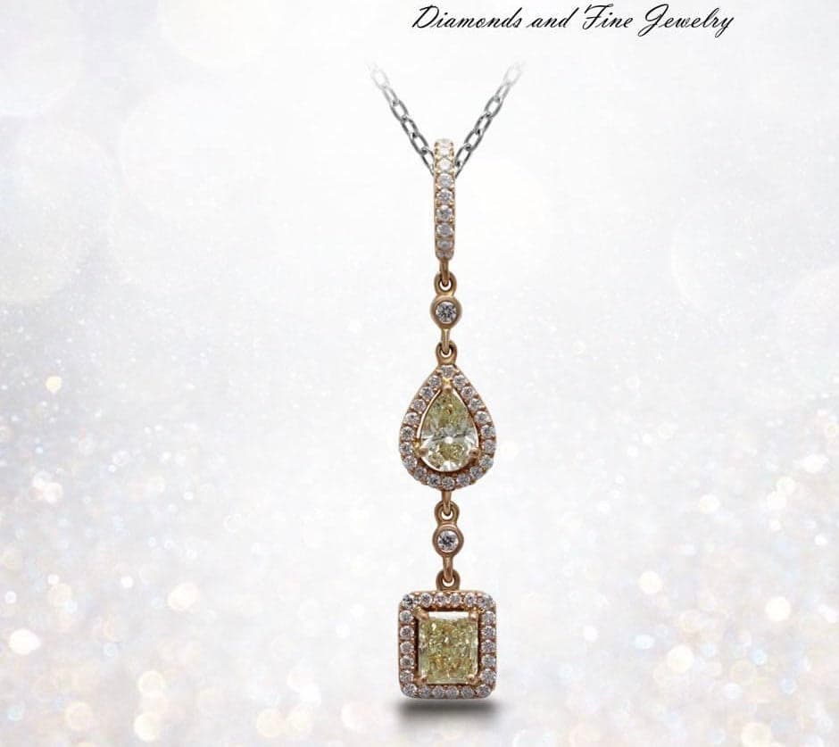 PENDANT 18KPGOLD s/w Natural Fancy yellow diamond &white Diamond.