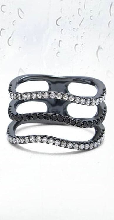 RING 18KWGOLD s/w White &Black Diamond
