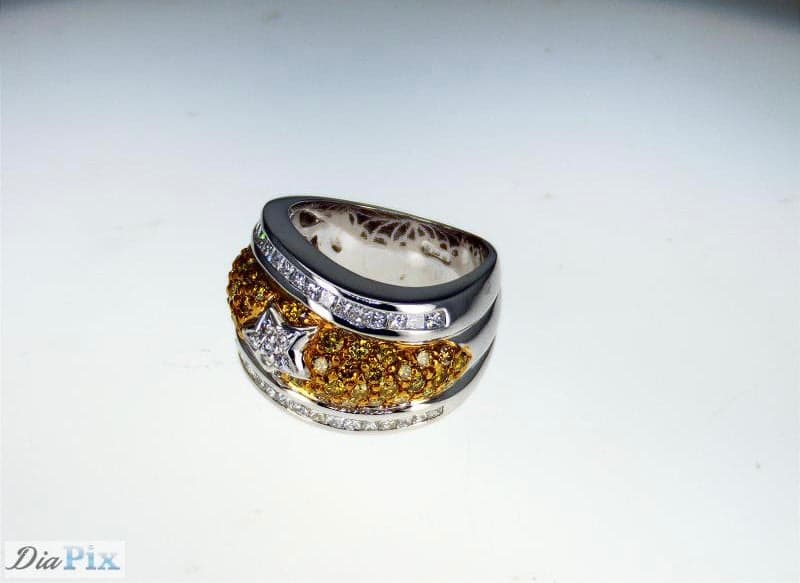 RING 18KYWGOLD s/w Natural Fancy Diamond &white Diamond