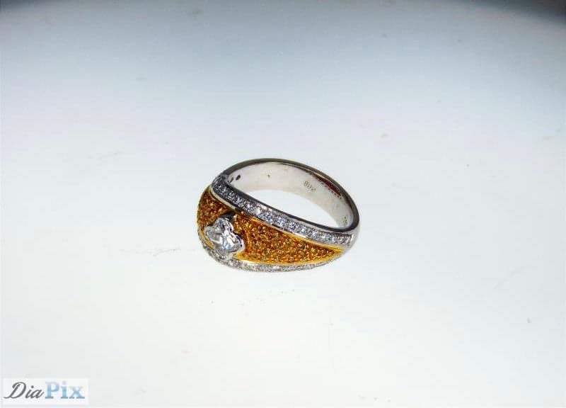 RING PT950 s/w LILY CUT DIAMOND & Natural Fancy yellow &White Diamond.