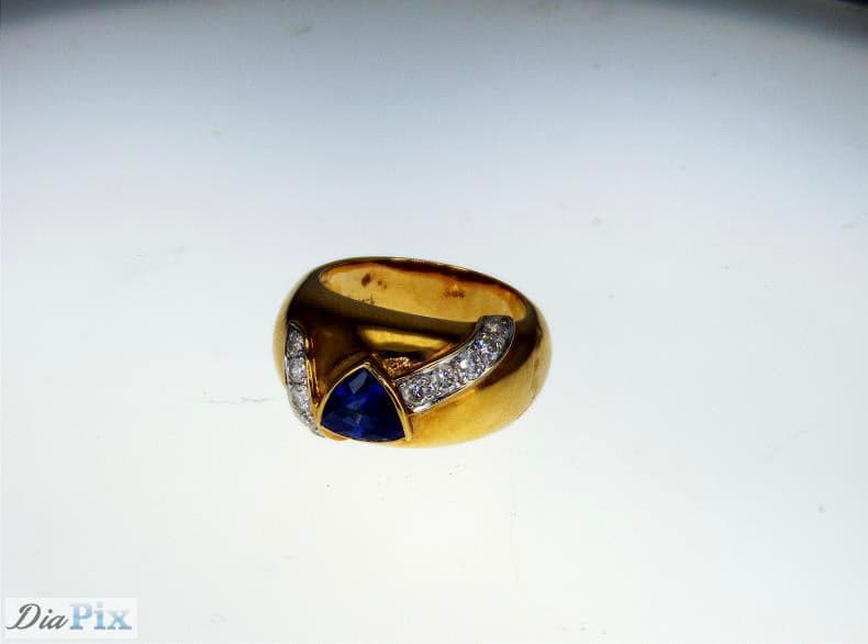 RING 14KWGOLD s/w Sapphire & Diamond.