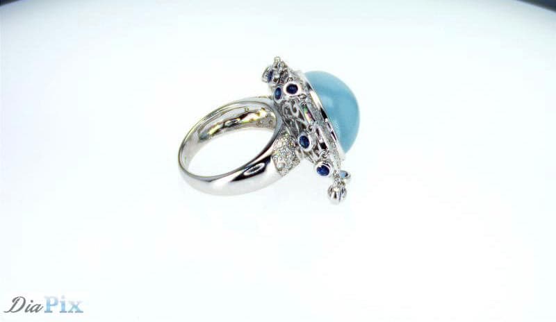 Ring 18KWGOLD s/w Aquamarine & Diamond