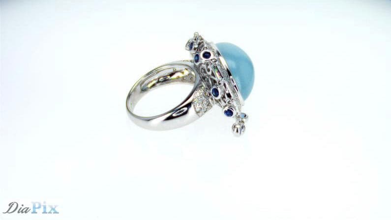 Ring 18KWGOLD s/w Aquamarine Sapphire & Diamond.