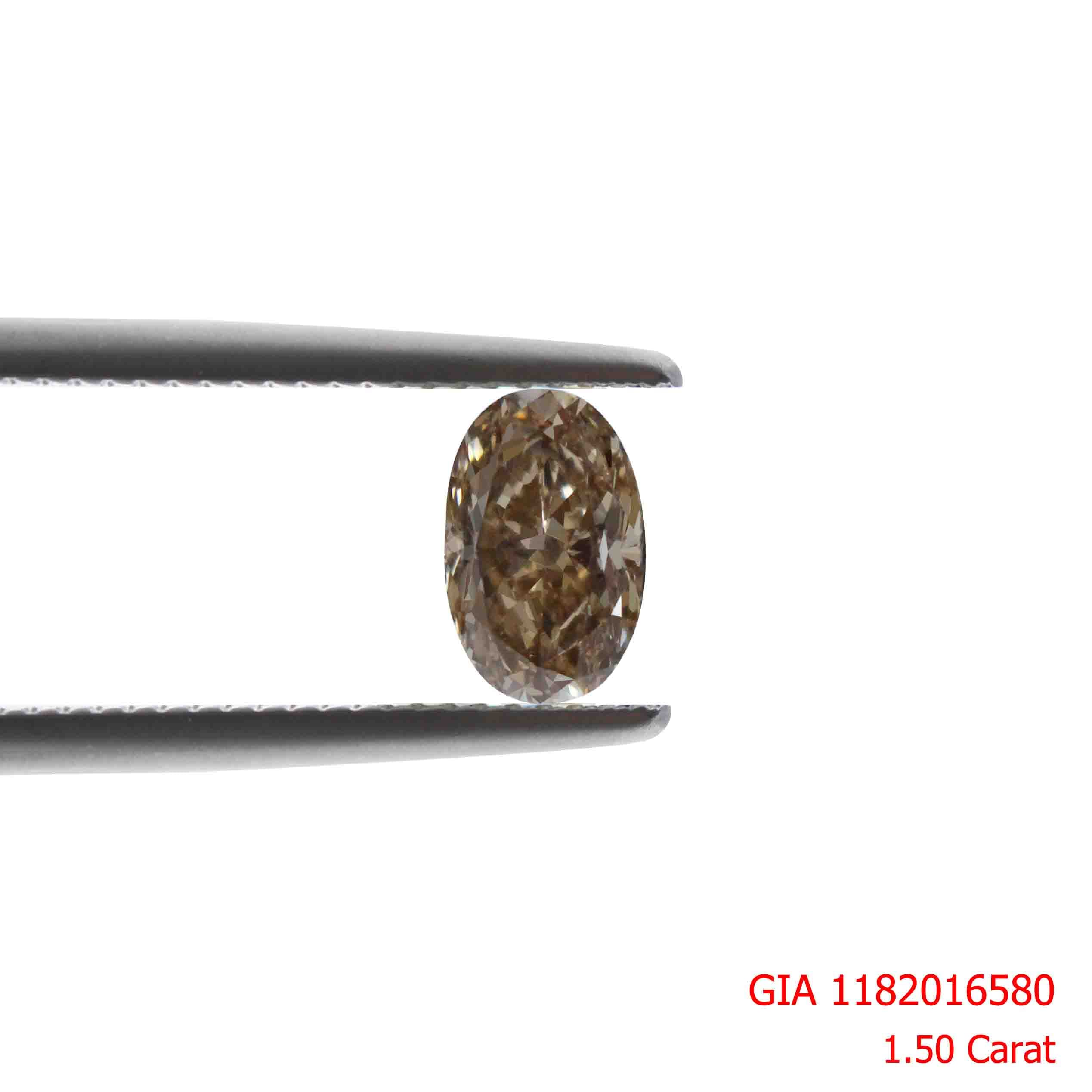1.5 Carat Fancy Brown Yellow Oval Diamond with GIA Report