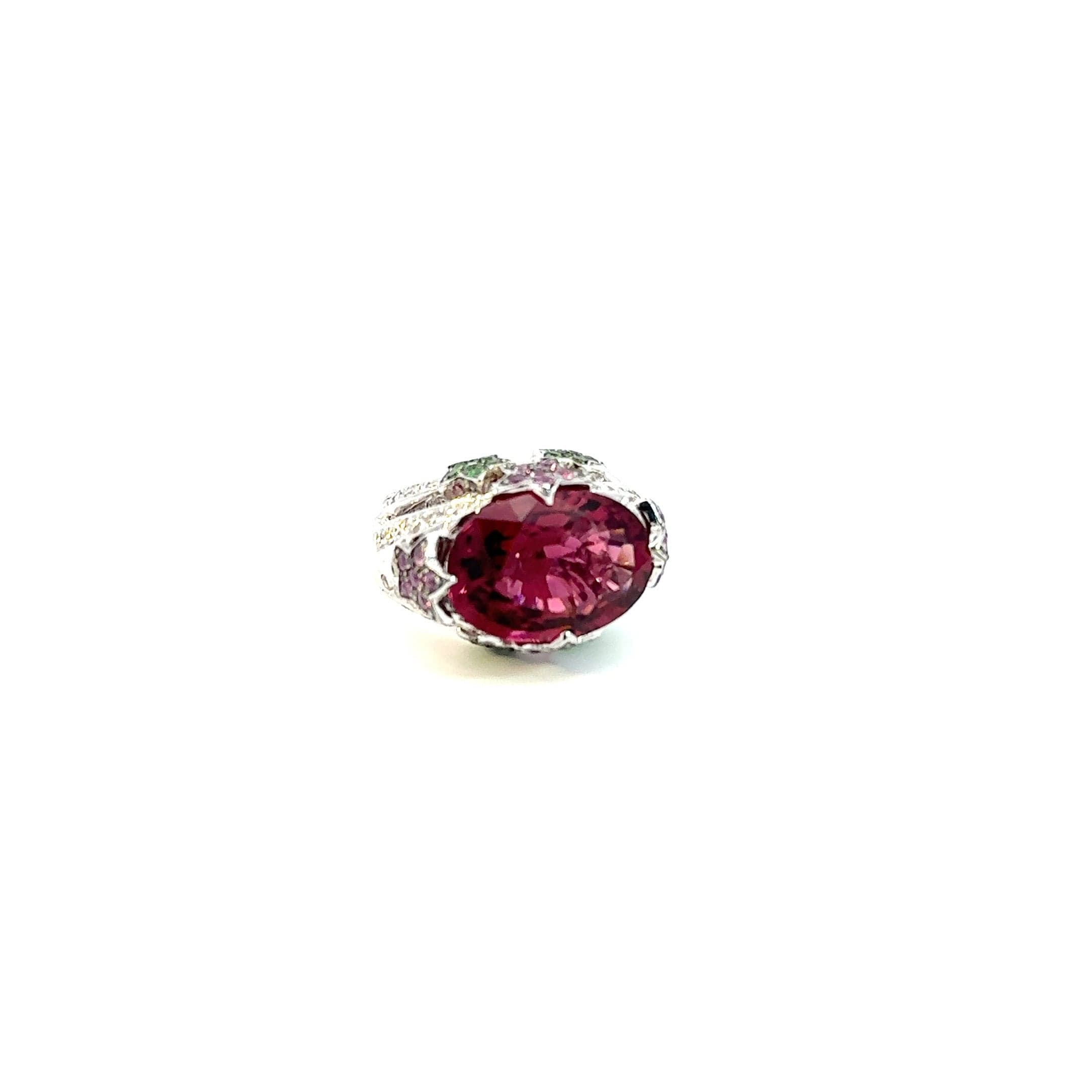 Ring 18KWGOLD s/w Rubylight&Sapphire &Diamond.