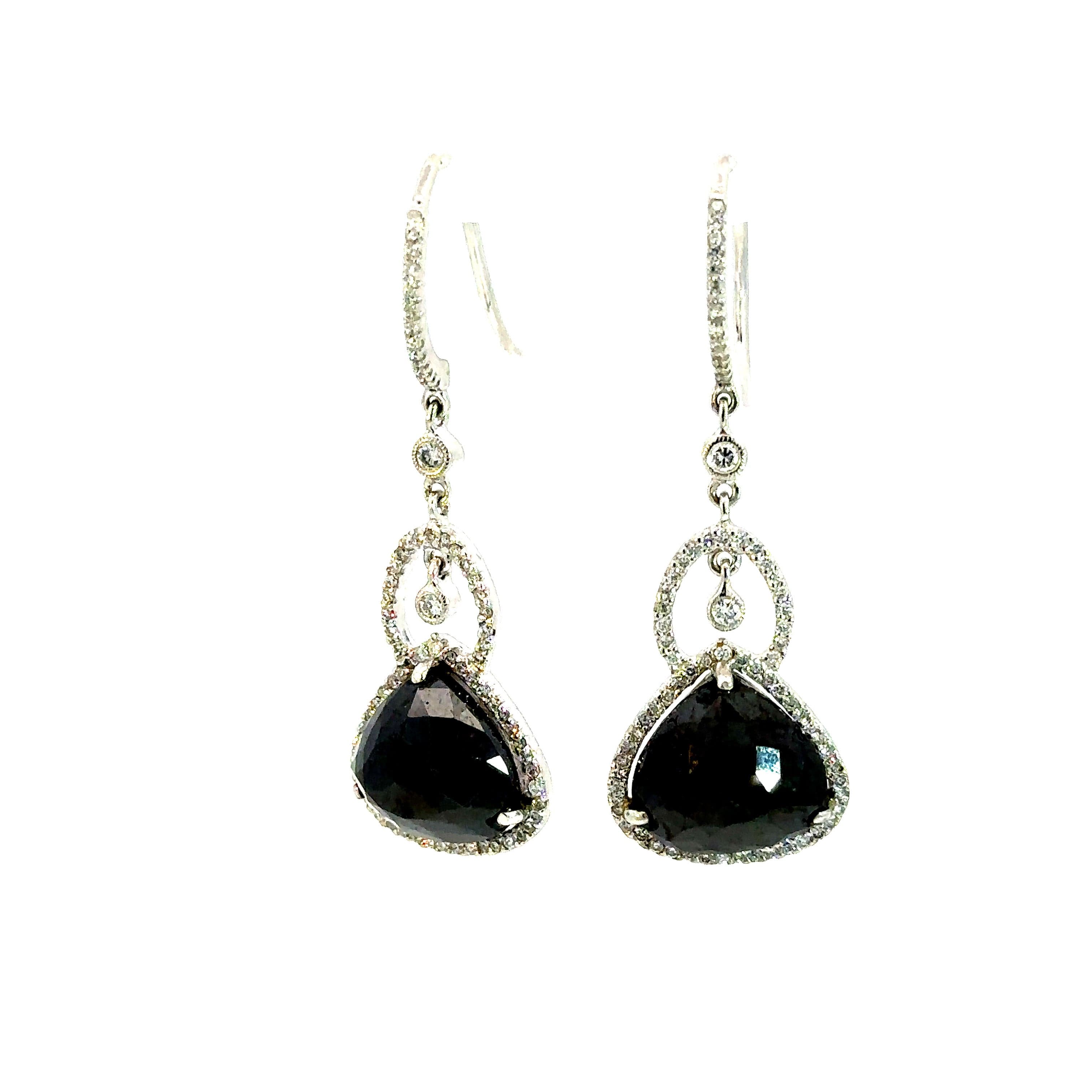 Earrings 18KWGOLD s/w Black Diamond &white diamond