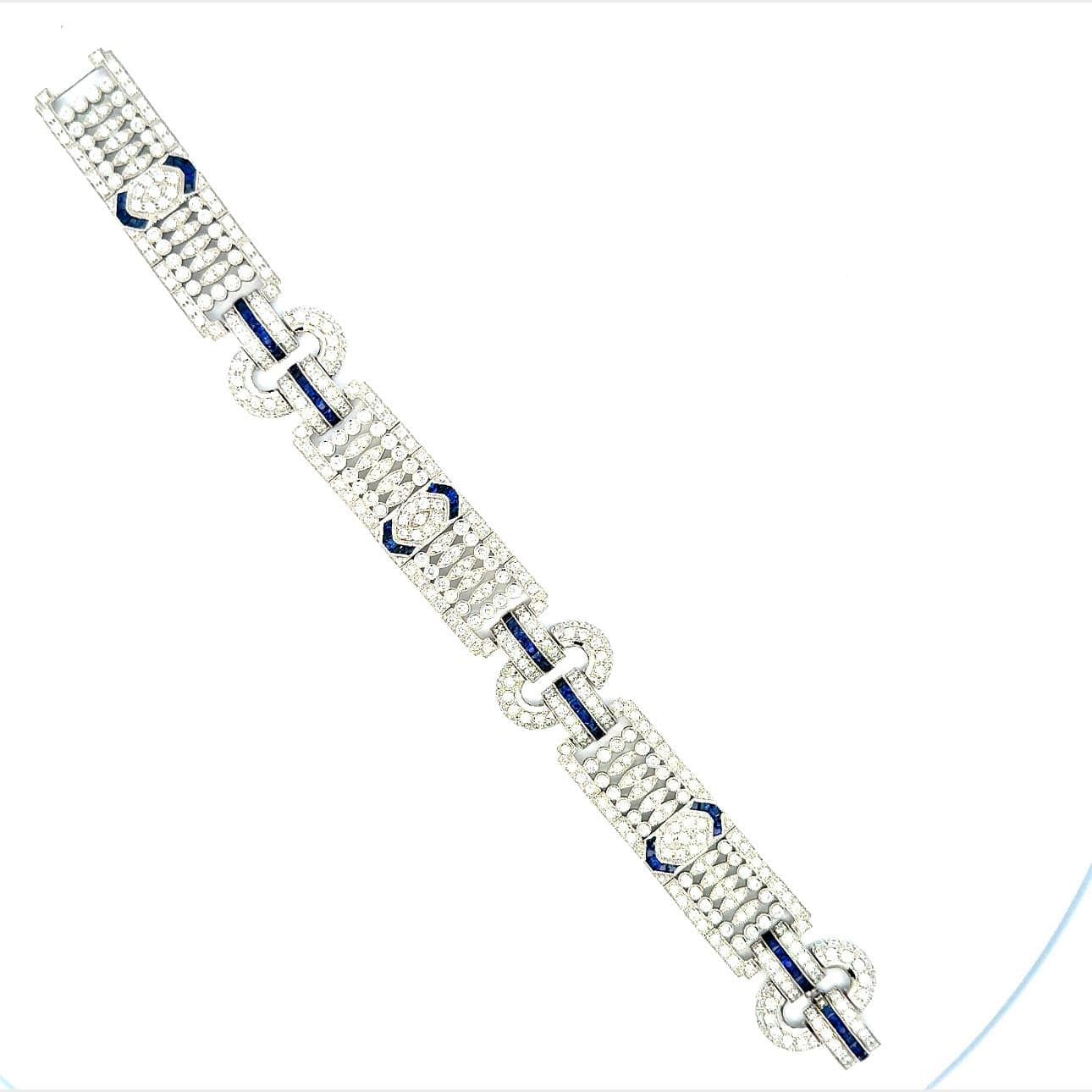 Art Deco Bracelet 18KWGOLD with Diamond & Sapphire