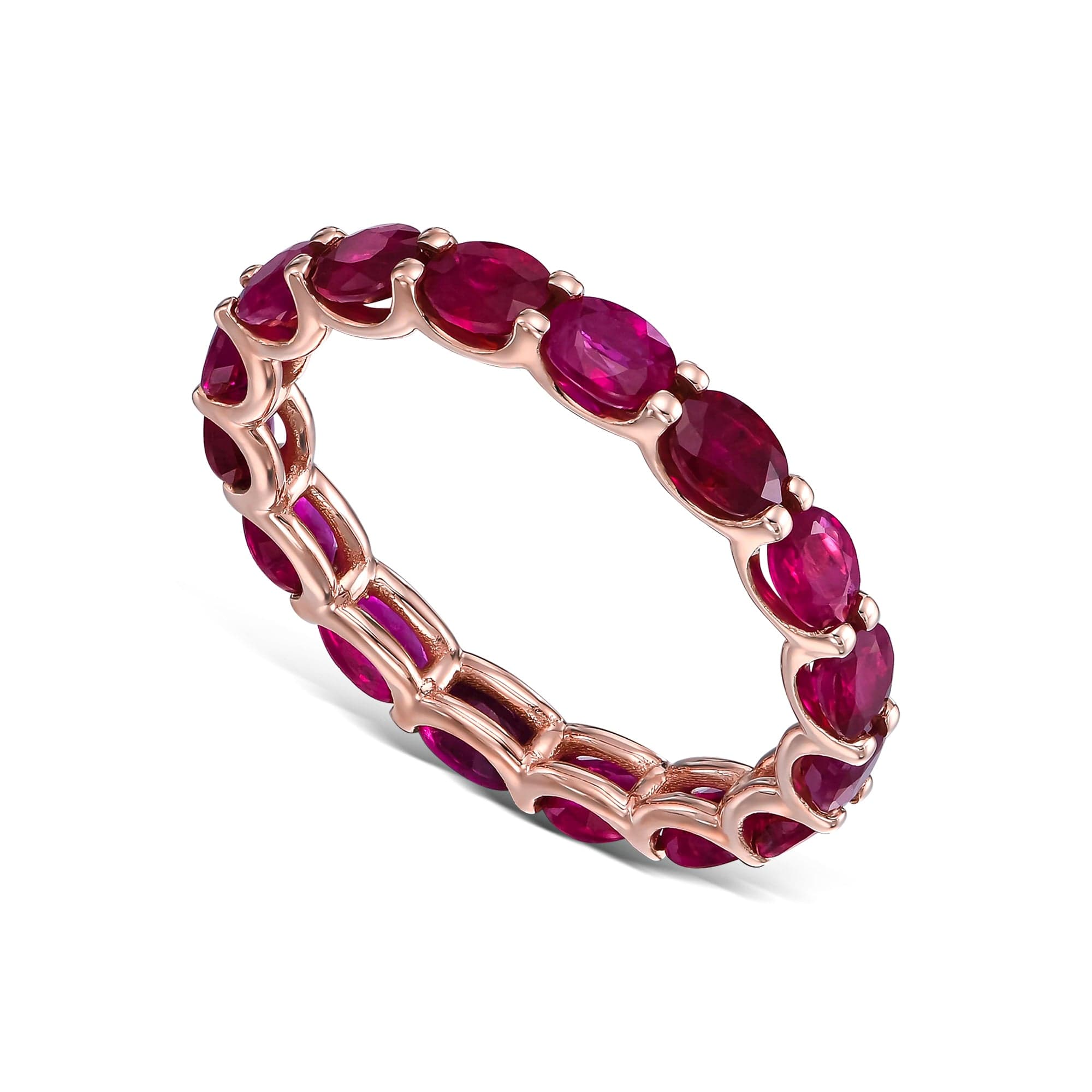 Horizontal Oval Shaped Eternity Ruby Band Ring