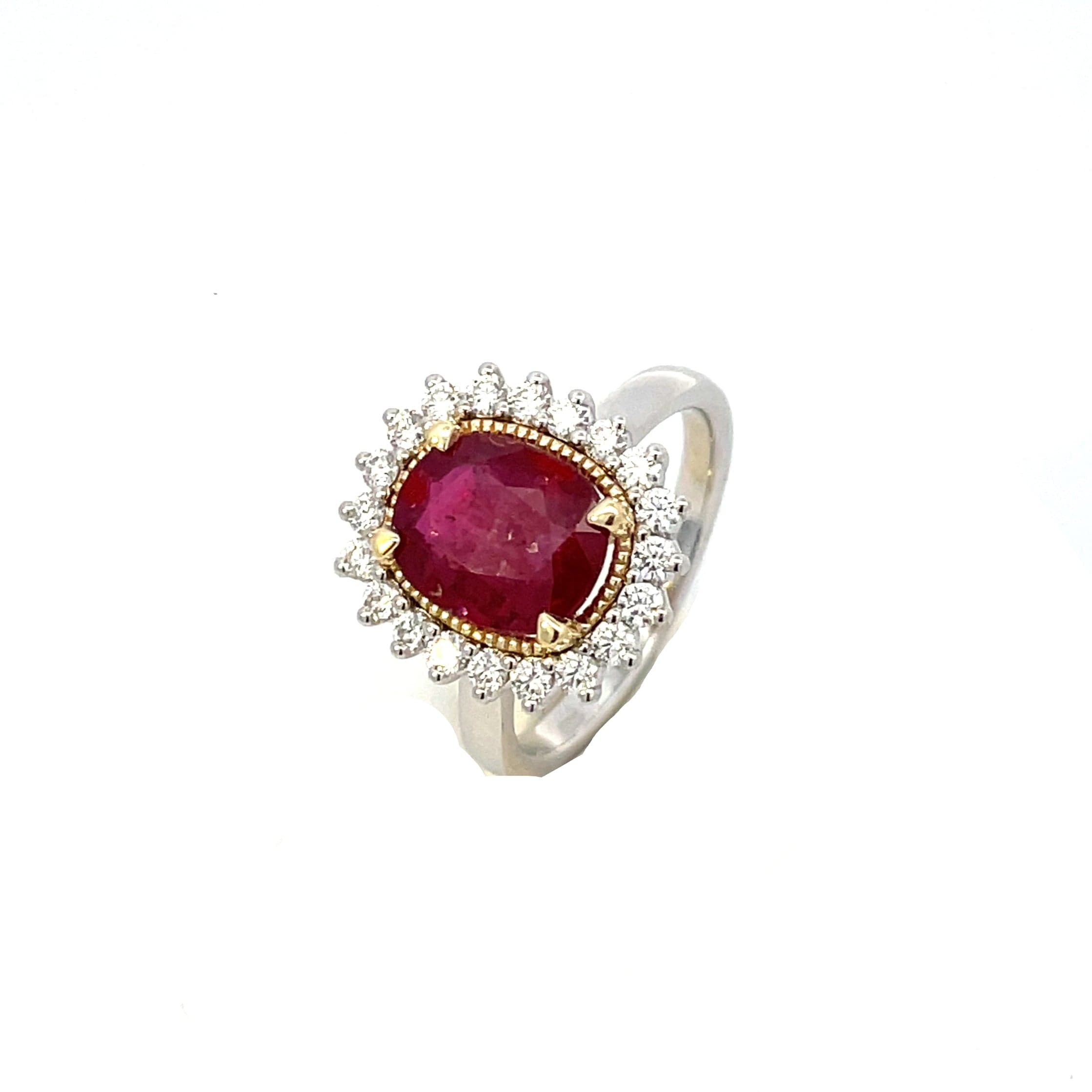 Ring Lady Diana 14KW&YGold S/W Ruby and Diamond